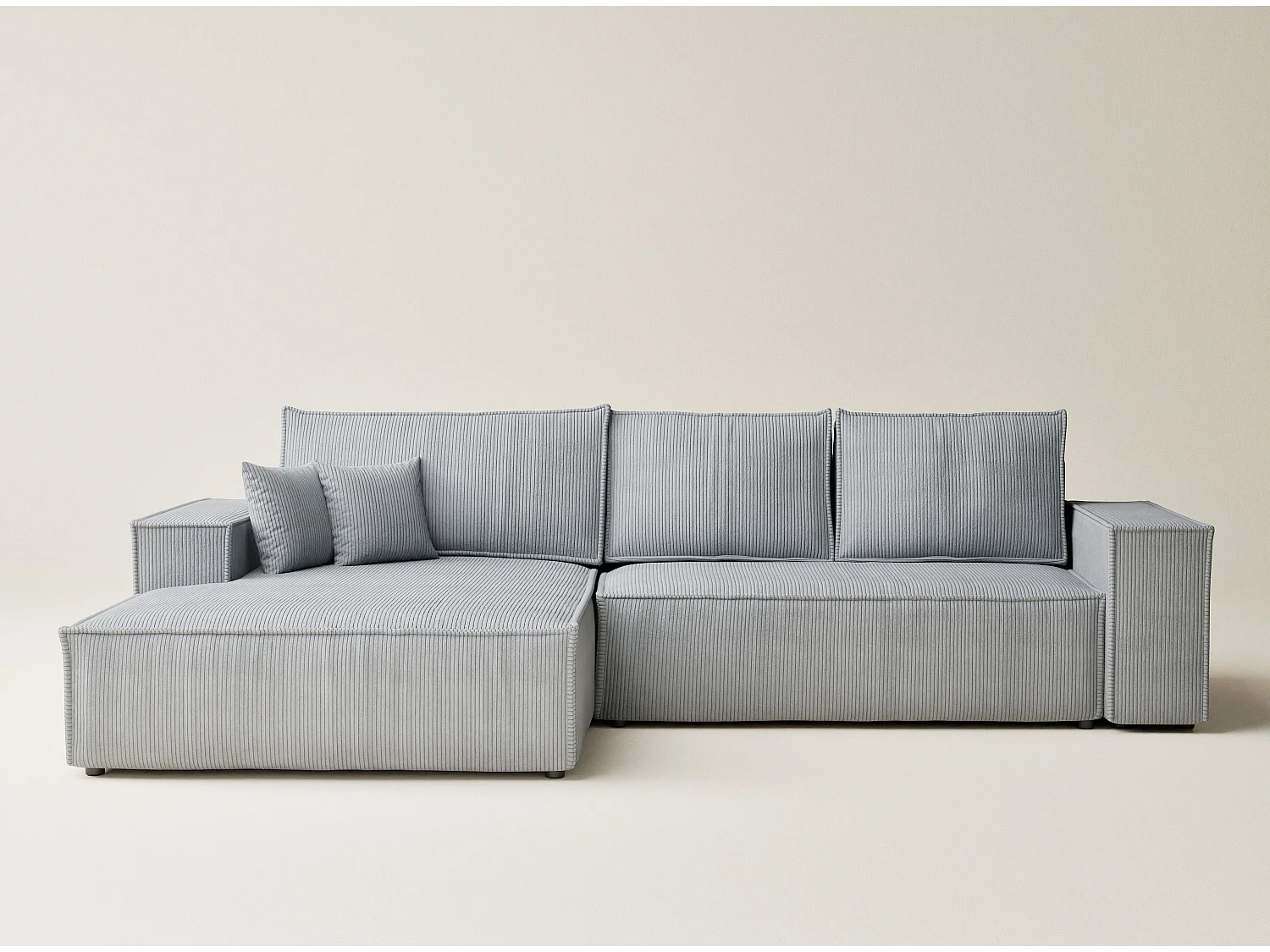 Canapé d'angle convertible Maze im tissu tresse - 5 places - gris clair