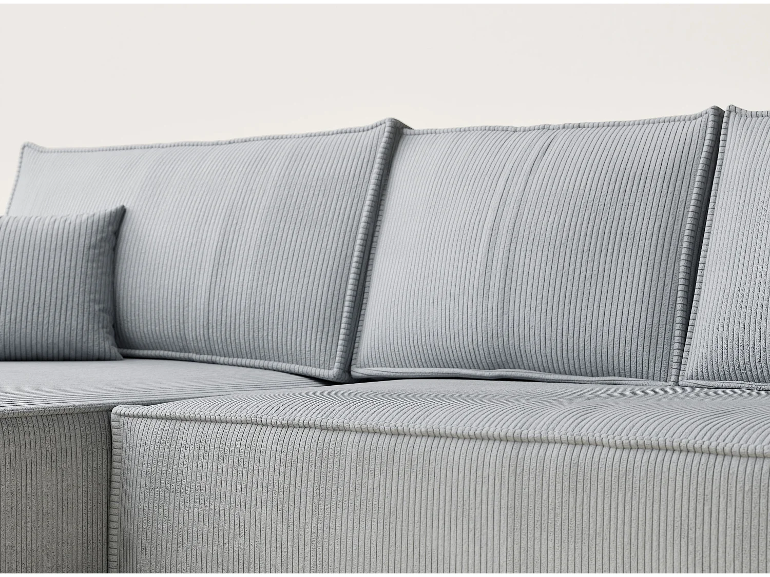 Canapé d'angle convertible Maze im tissu tresse - 5 places - gris clair