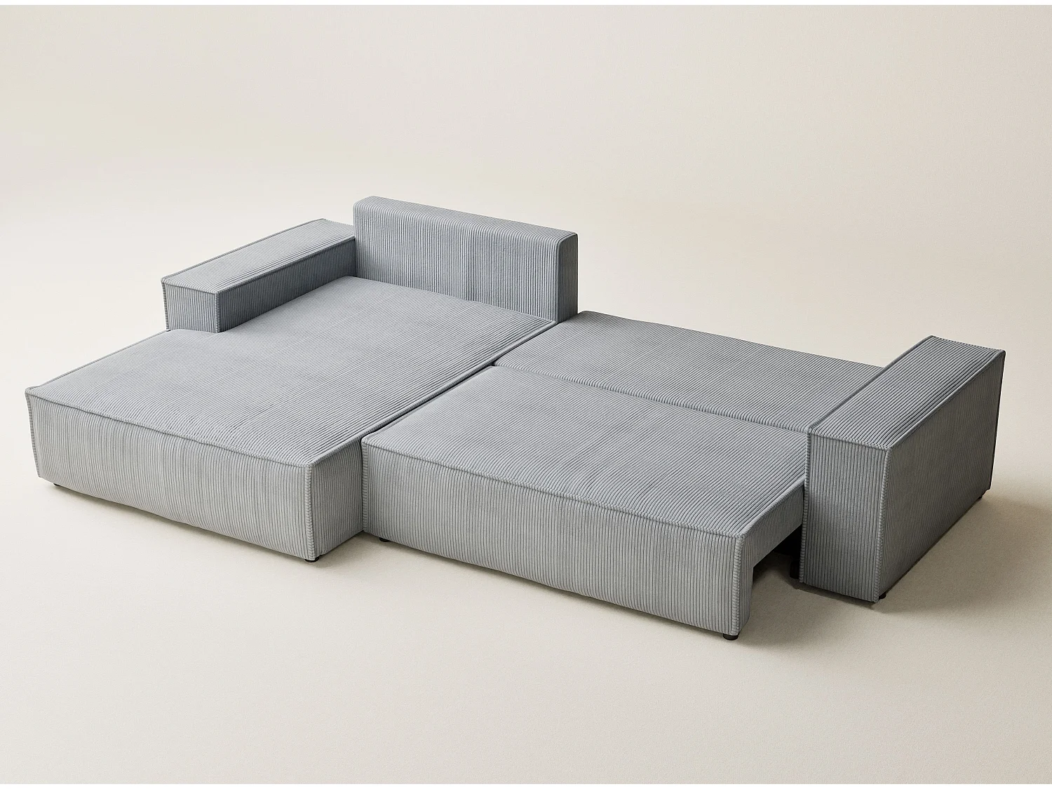 Canapé d'angle convertible Maze im tissu tresse - 5 places - gris clair