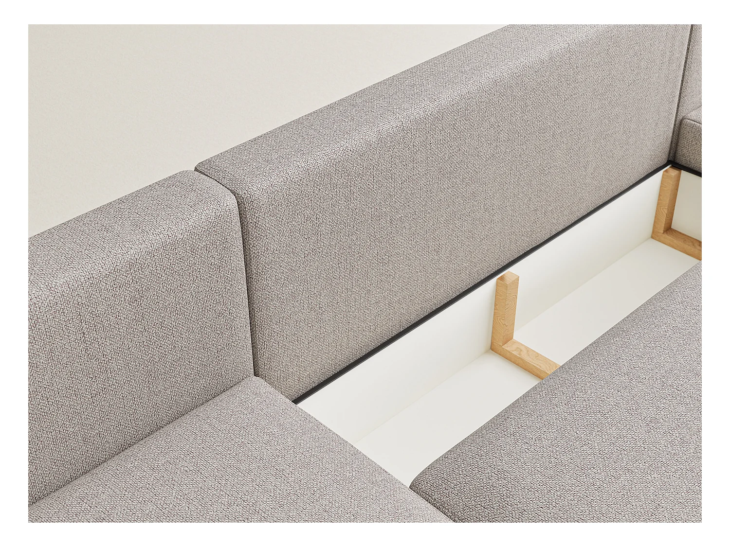 Canapé panoramique convertible Numba im tissu tresse - 6 places - beige clair