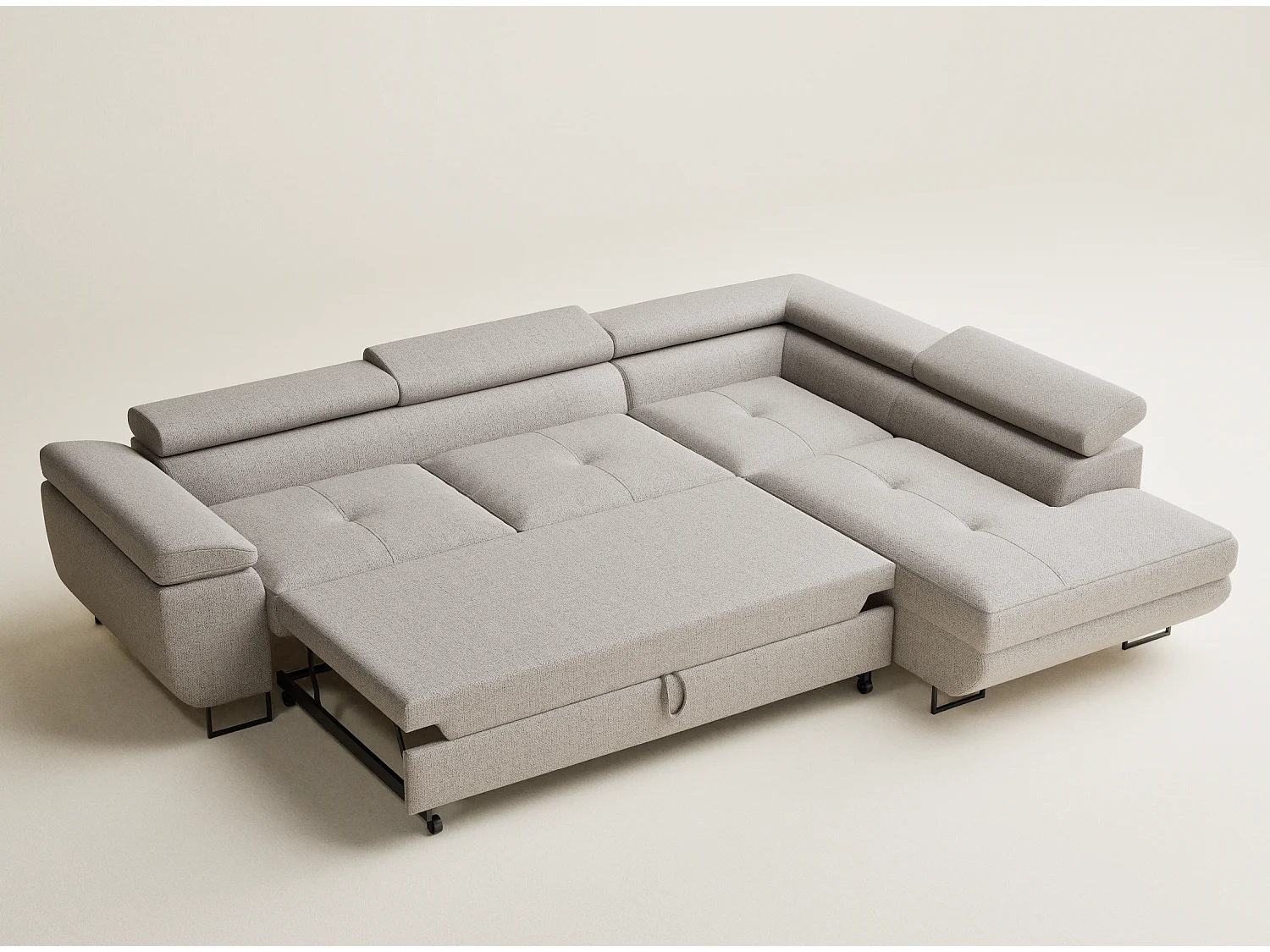 Ecksofa mit Schlaffunktion Concord aus Webstoff - Vier-Personen - beige