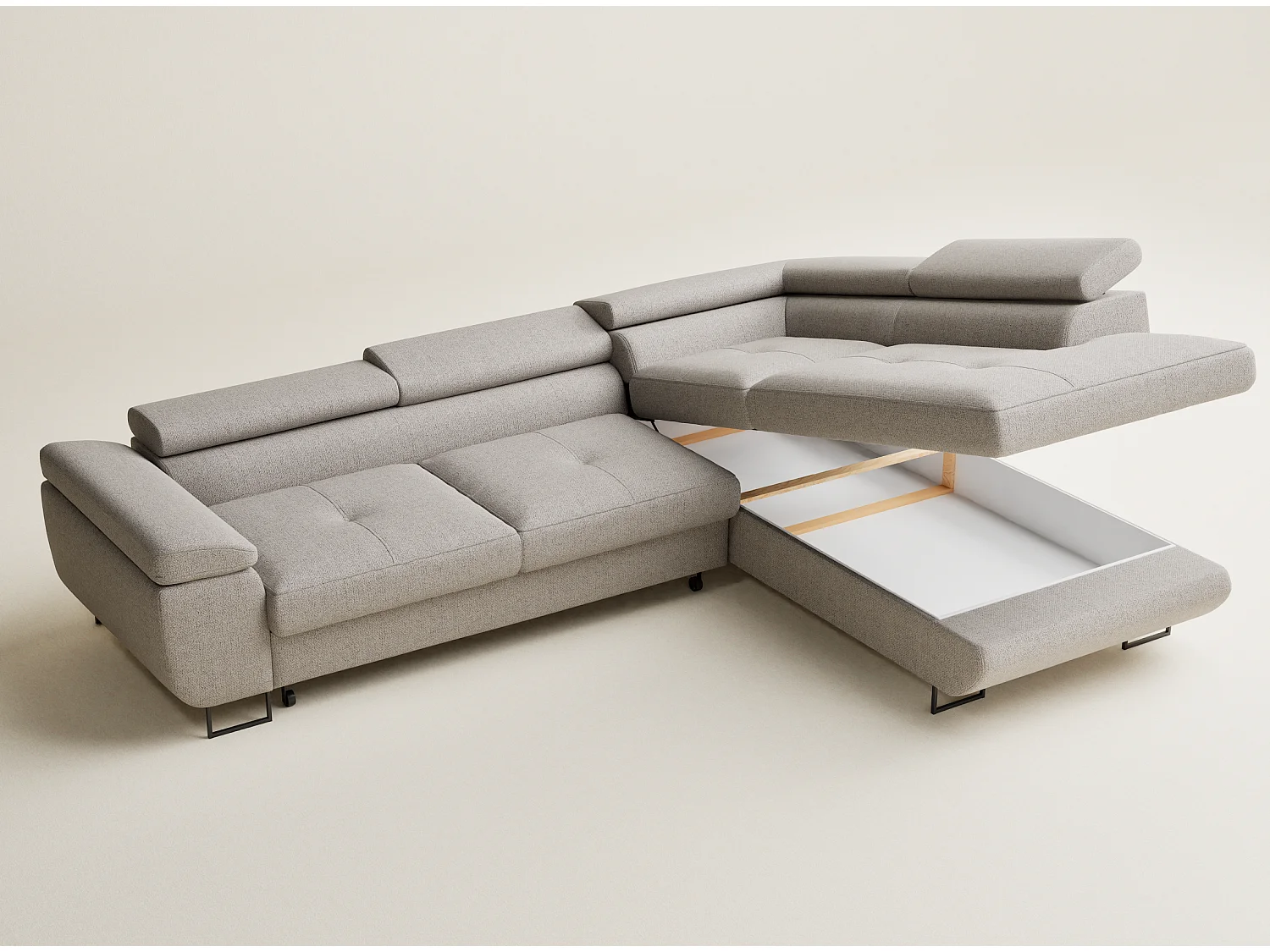 Ecksofa mit Schlaffunktion Concord aus Webstoff - Vier-Personen - beige
