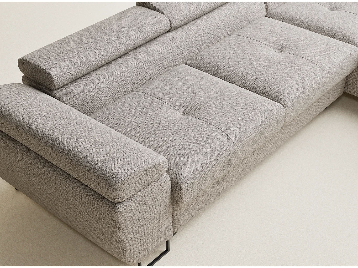 Canapé d'angle convertible Concord im tissu tresse - 5 places - beige