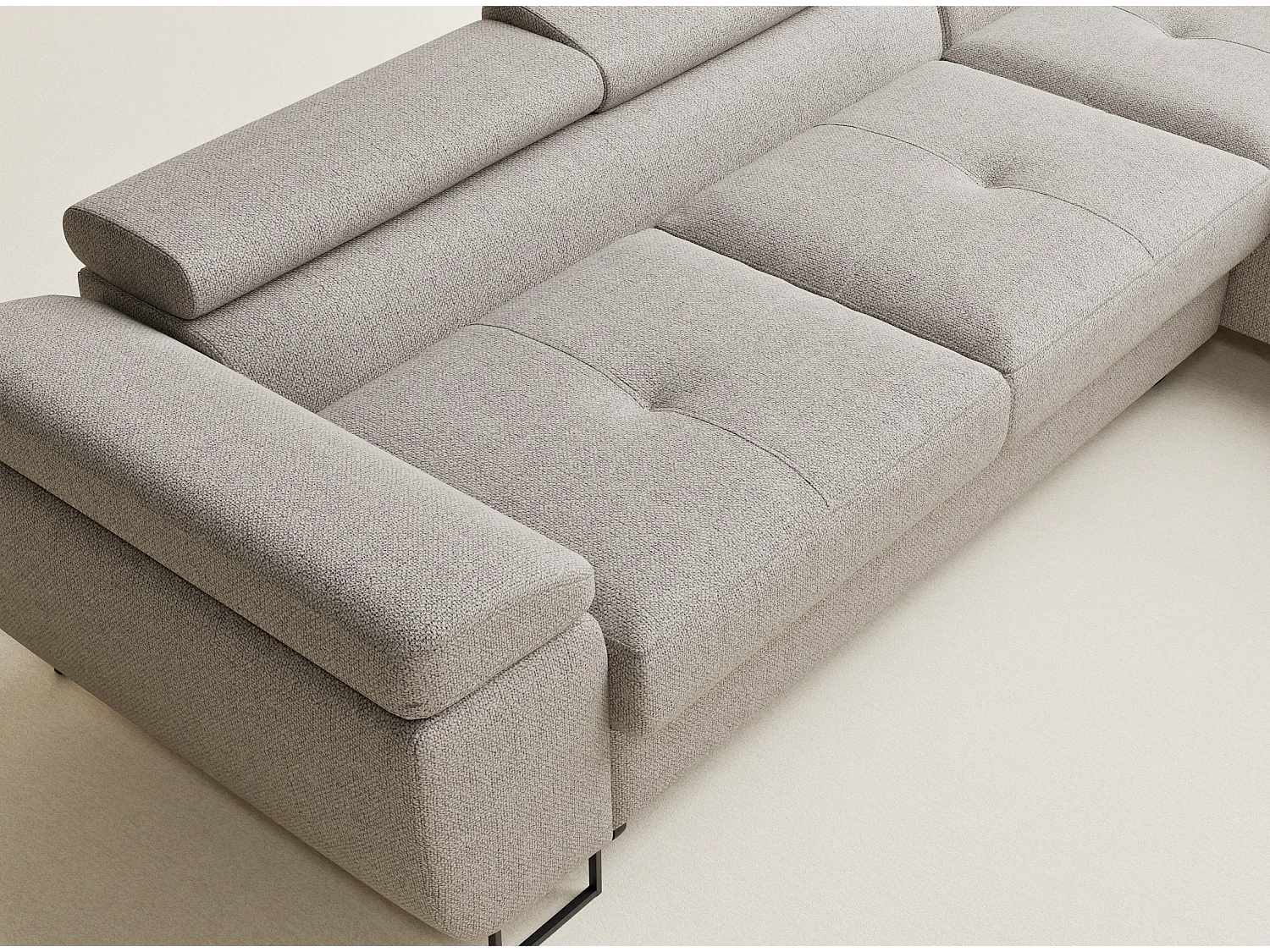 Canapé d'angle convertible Concord im tissu tresse - 5 places - beige