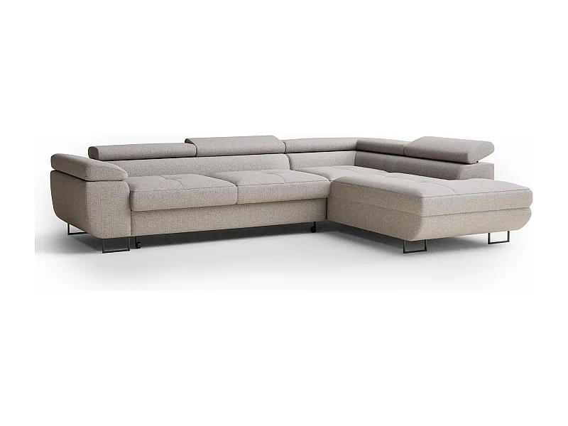 Canapé d'angle convertible Concord im tissu tresse - 5 places - beige