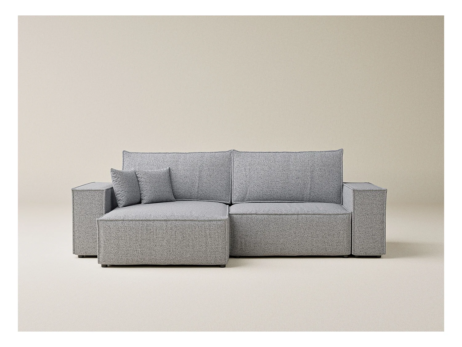 Ecksofa mit Schlaffunktion Zaya aus Webstoff - Drei-Personen - hellgrau
