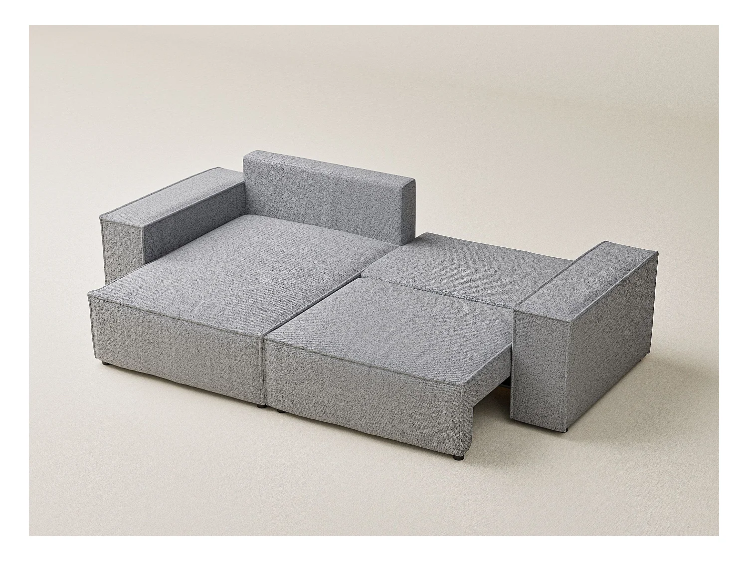Ecksofa mit Schlaffunktion Zaya aus Webstoff - Drei-Personen - hellgrau