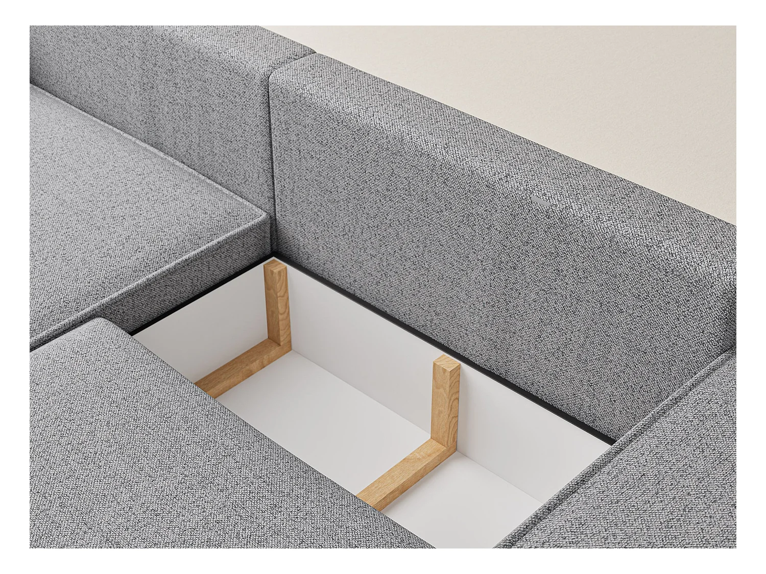 Ecksofa mit Schlaffunktion Zaya aus Webstoff - Drei-Personen - hellgrau