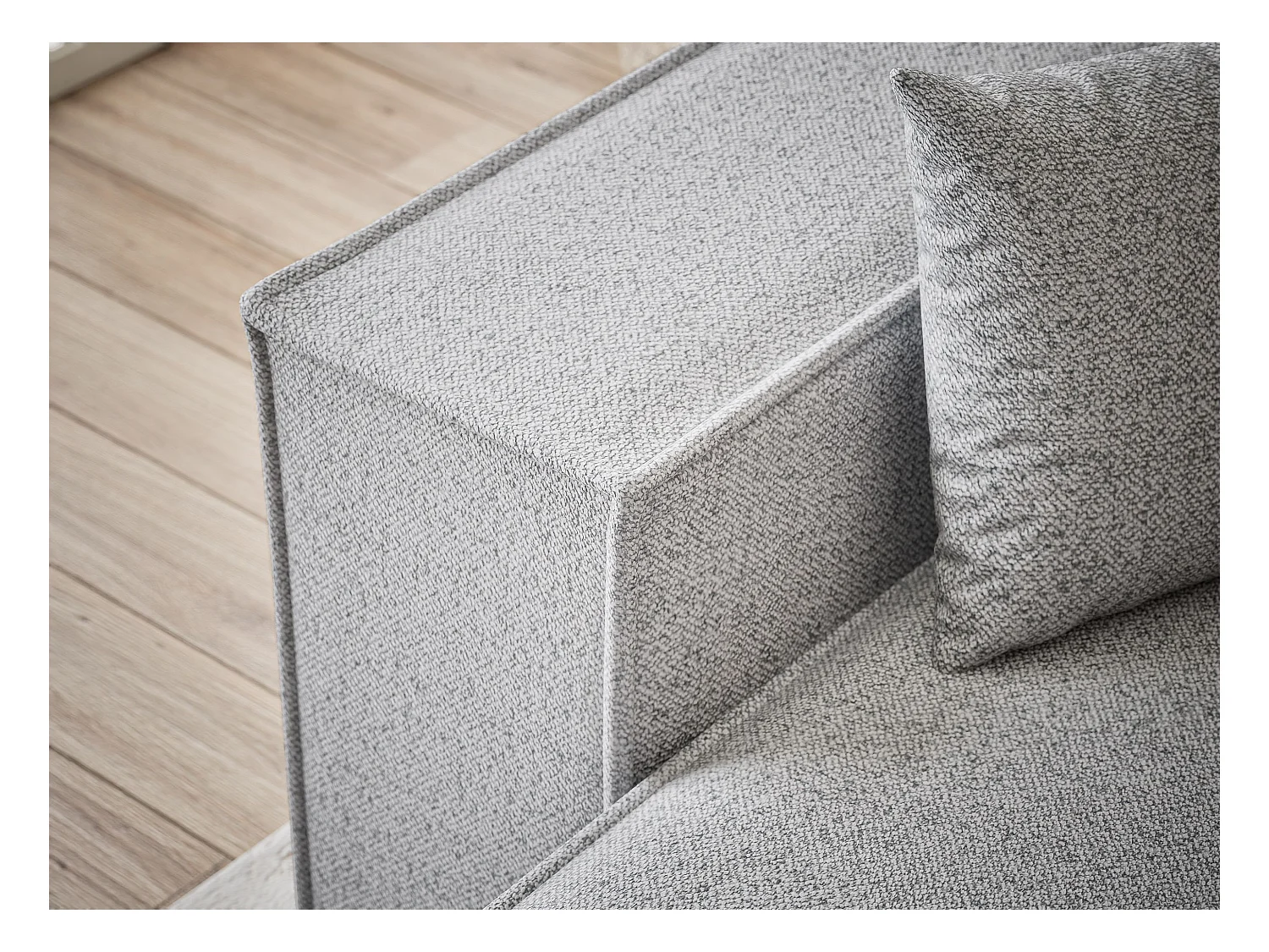 Ecksofa mit Schlaffunktion Zaya aus Webstoff - Drei-Personen - hellgrau