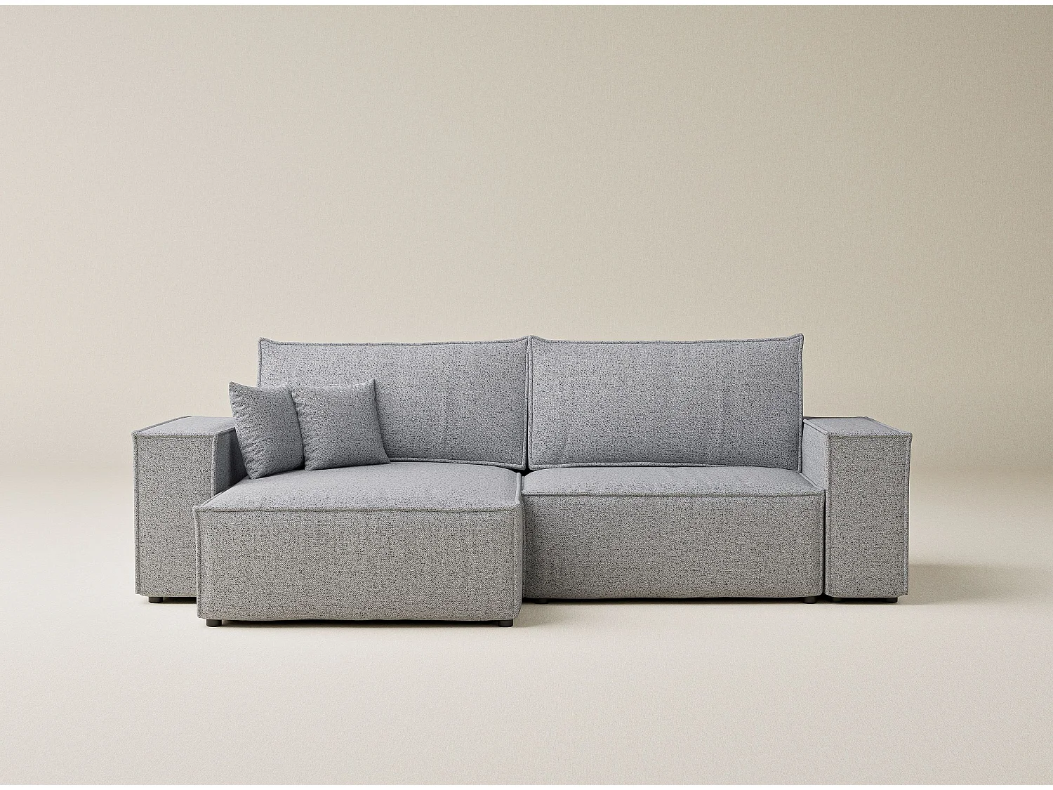 Ecksofa mit Schlaffunktion Zaya aus Webstoff - Drei-Personen - hellgrau