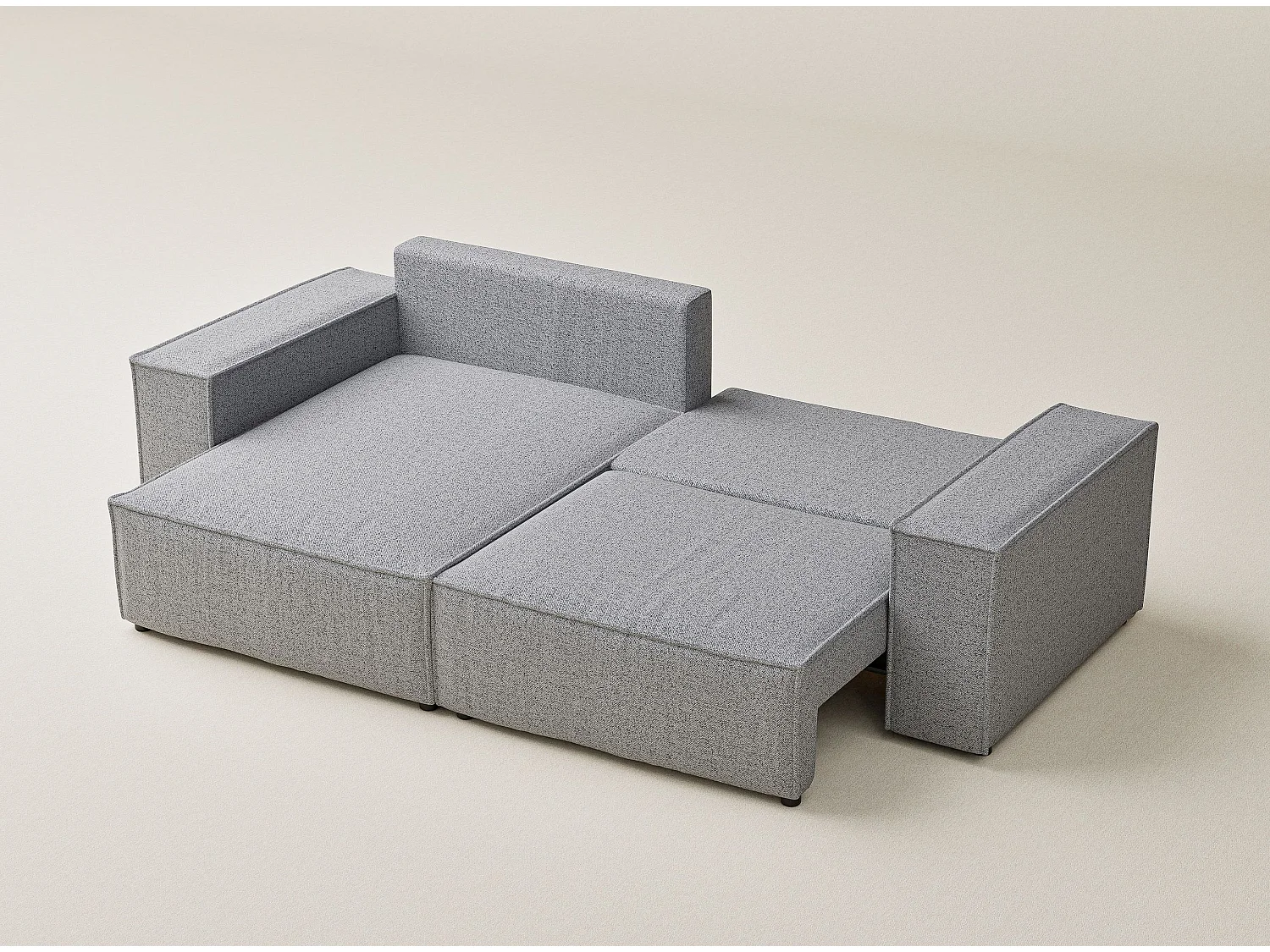 Ecksofa mit Schlaffunktion Zaya aus Webstoff - Drei-Personen - hellgrau