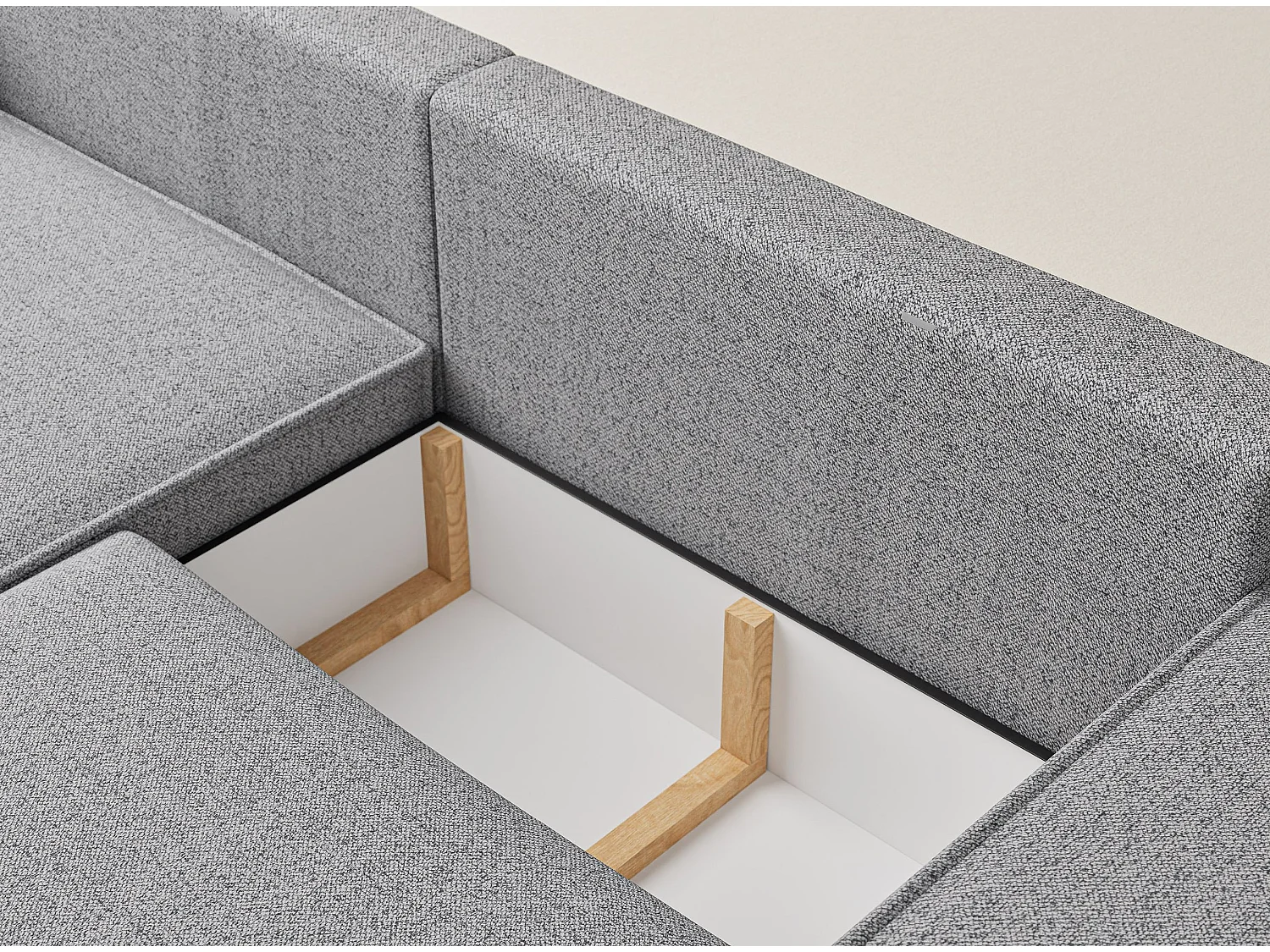 Ecksofa mit Schlaffunktion Zaya aus Webstoff - Drei-Personen - hellgrau