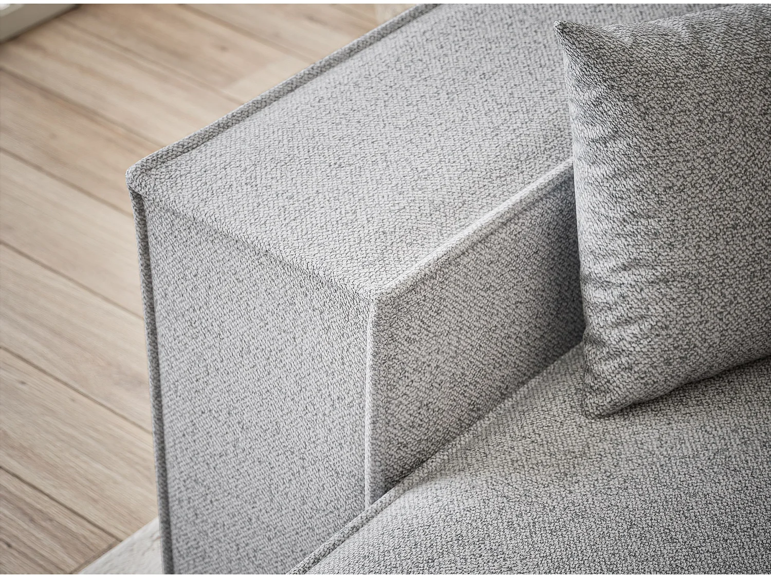 Ecksofa mit Schlaffunktion Zaya aus Webstoff - Drei-Personen - hellgrau