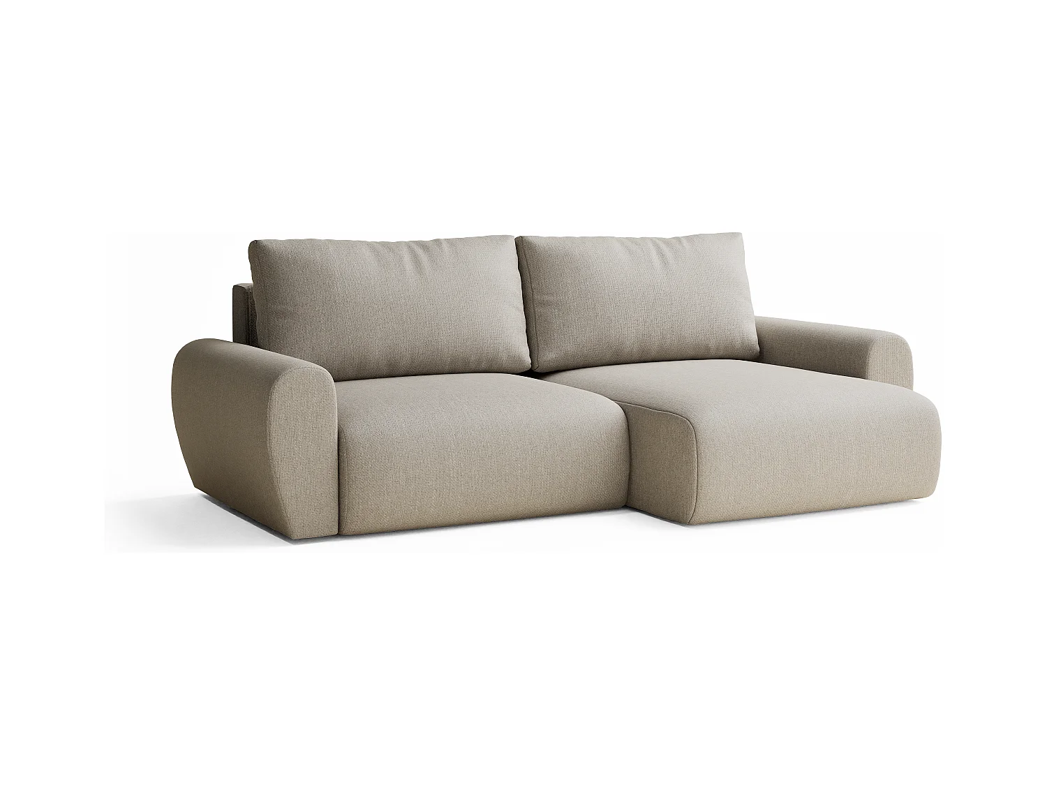 Canapé d'angle convertible Numba im tissu tresse - 3 places - beige