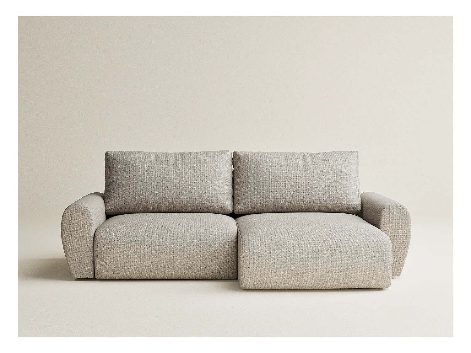 Ecksofa mit Schlaffunktion Numba aus Webstoff - Drei-Personen - beige