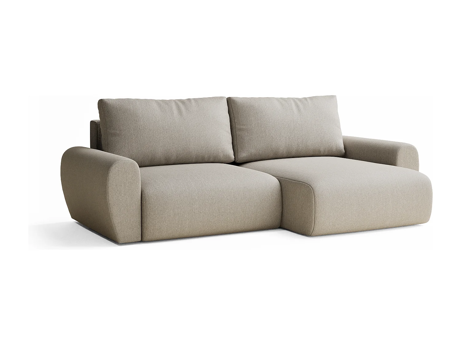 Ecksofa mit Schlaffunktion Numba aus Webstoff - Drei-Personen - beige