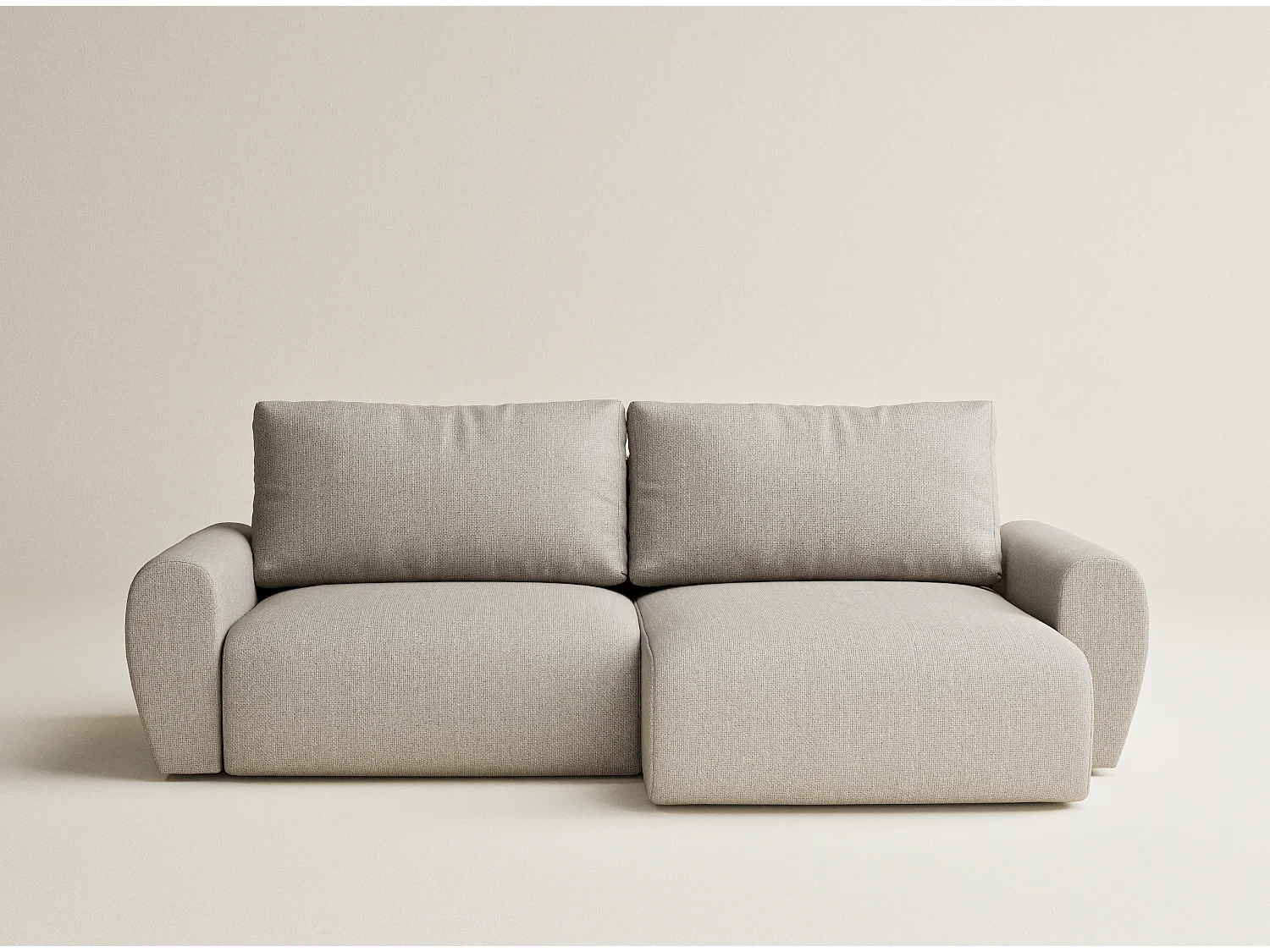 Ecksofa mit Schlaffunktion Numba aus Webstoff - Drei-Personen - beige