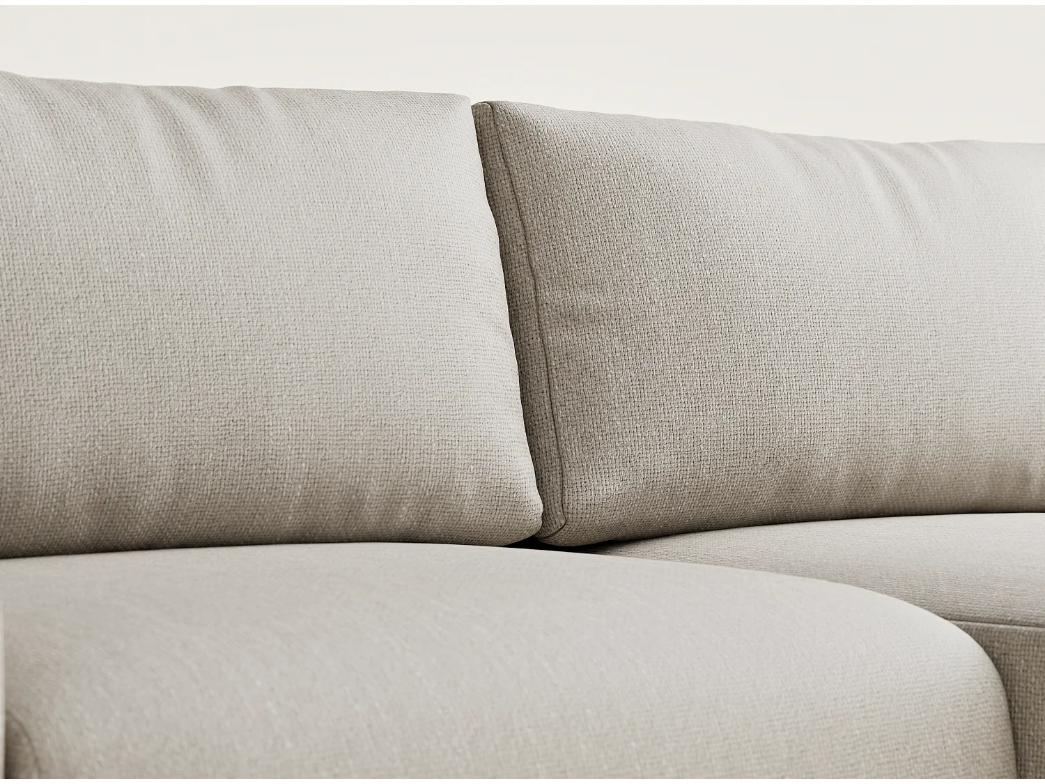 Ecksofa mit Schlaffunktion Numba aus Webstoff - Drei-Personen - beige