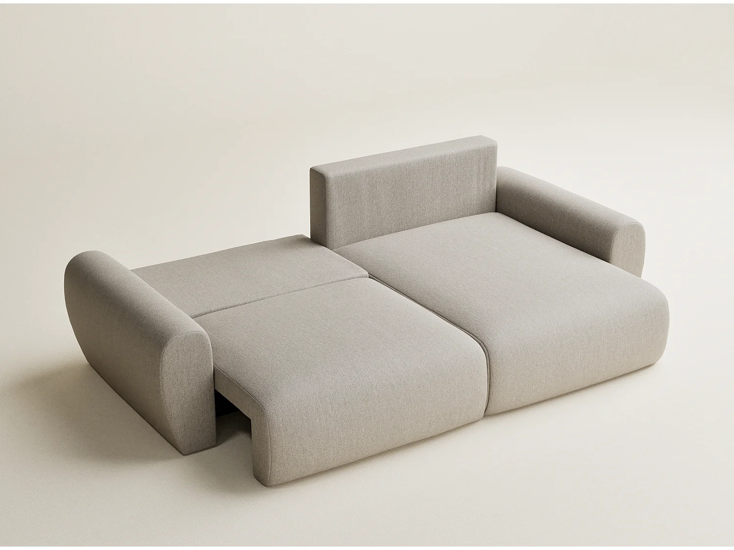 Ecksofa mit Schlaffunktion Numba aus Webstoff - Drei-Personen - beige