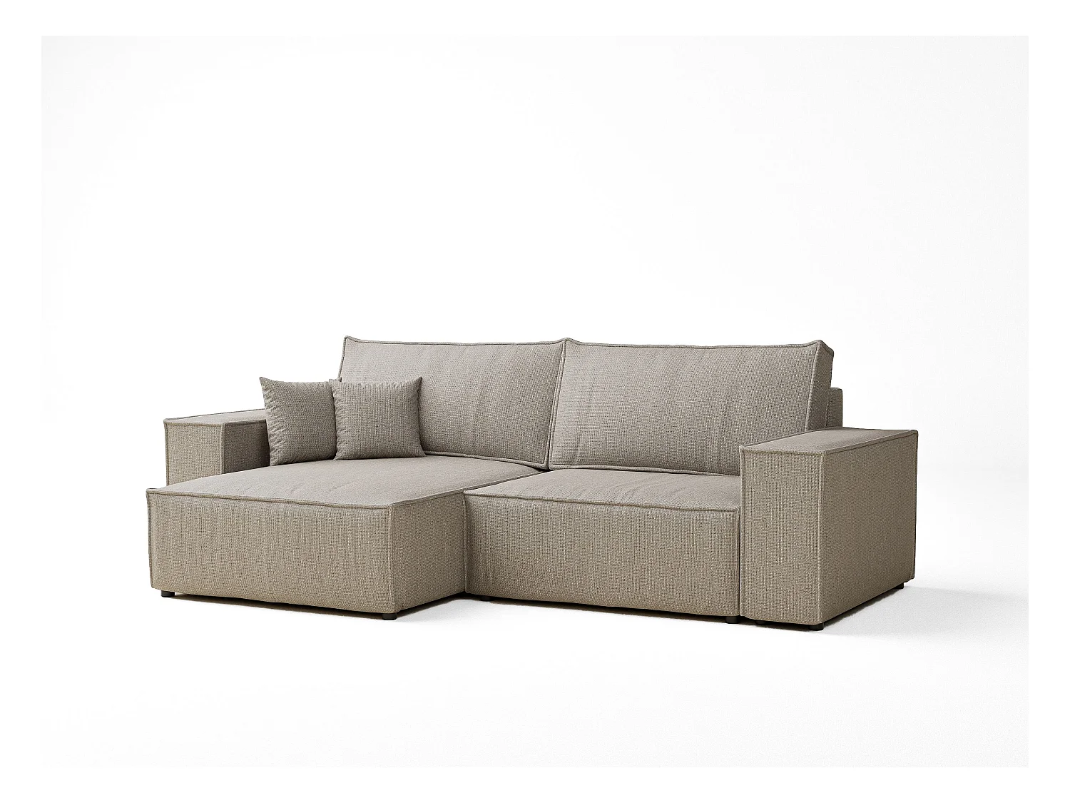 Canapé d'angle convertible Zaya im tissu tresse - 3 places - beige