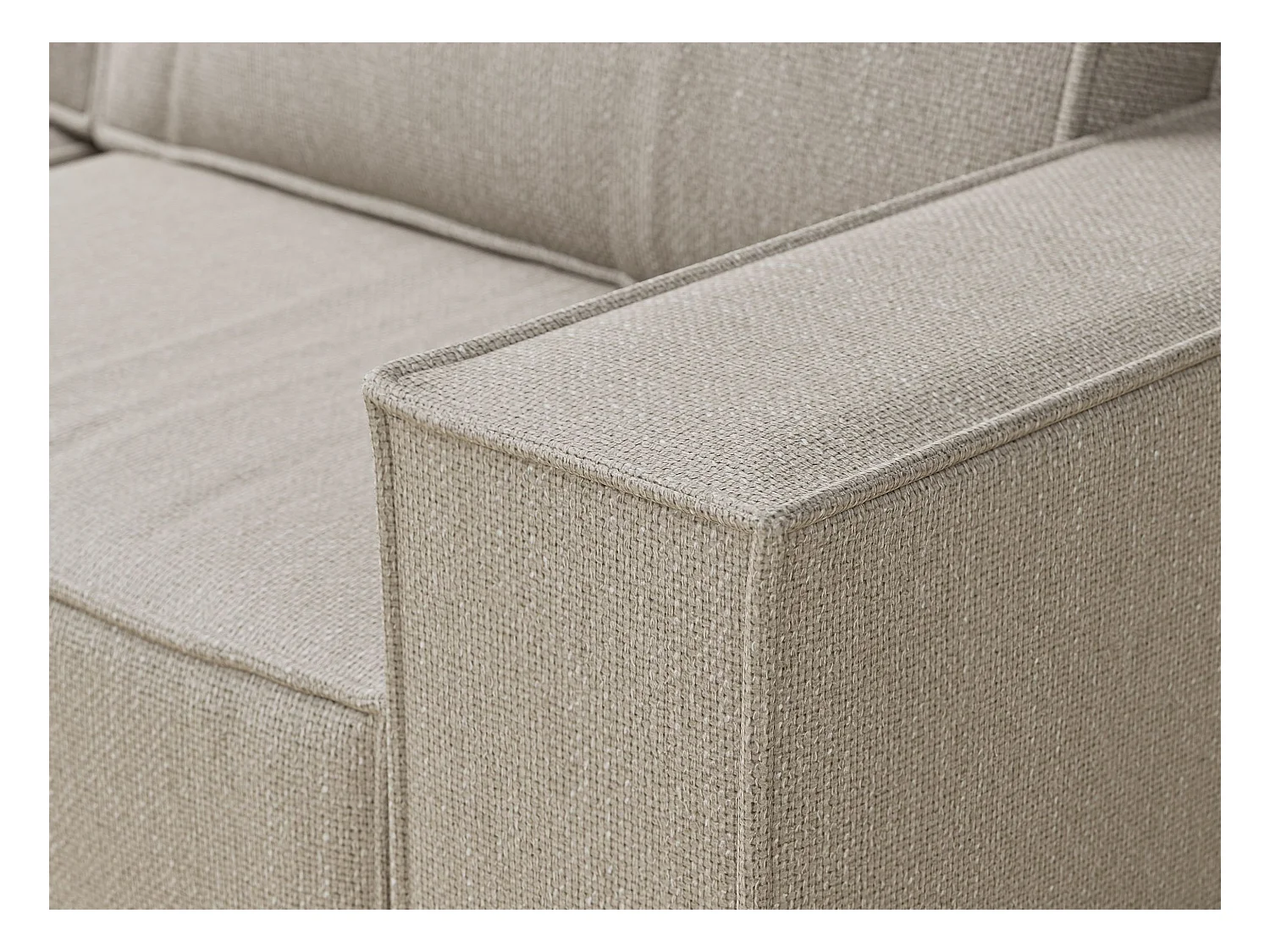 Canapé d'angle convertible Zaya im tissu tresse - 3 places - beige