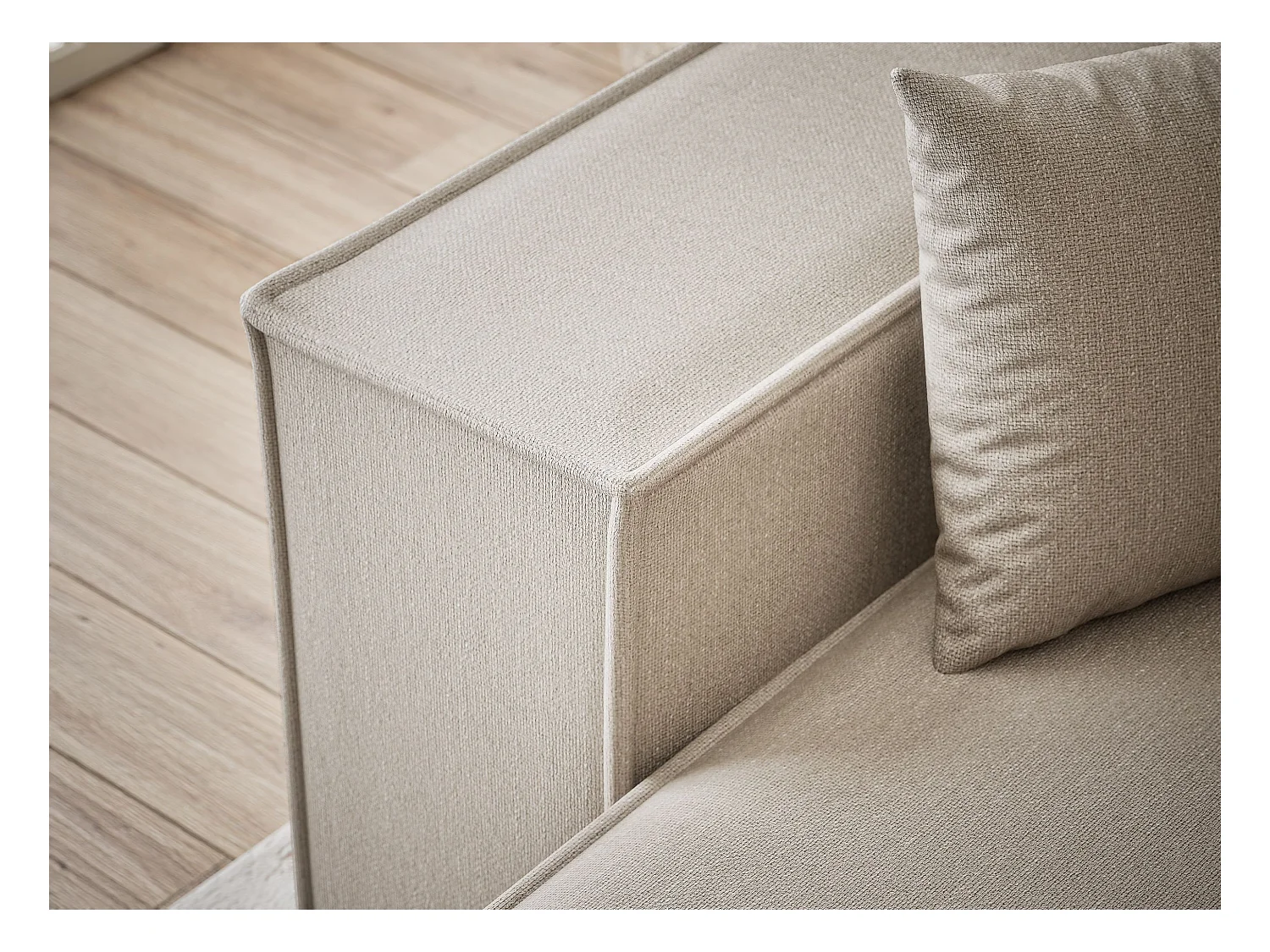 Canapé d'angle convertible Zaya im tissu tresse - 3 places - beige