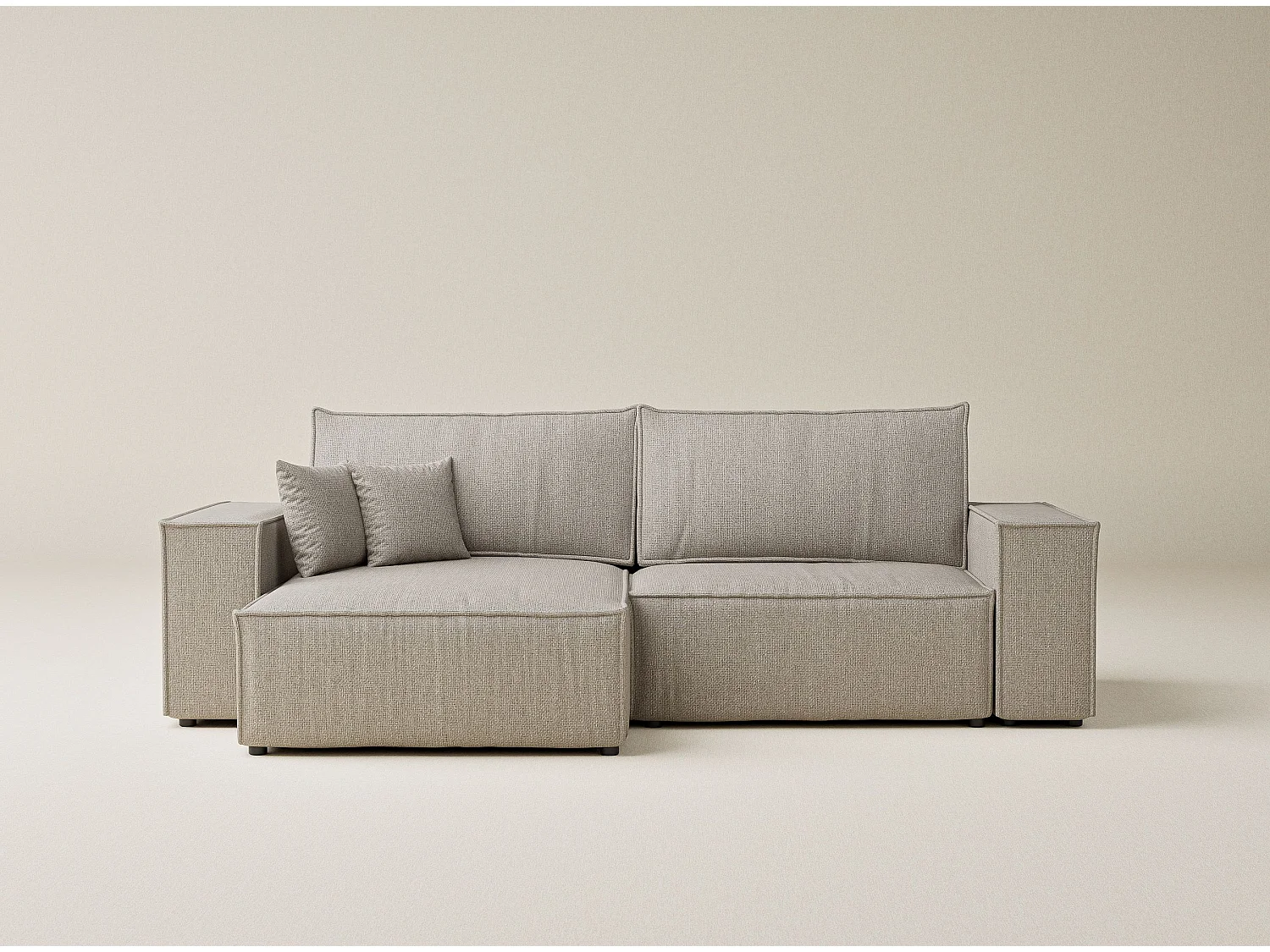 Ecksofa mit Schlaffunktion Zaya aus Webstoff - Drei-Personen - beige