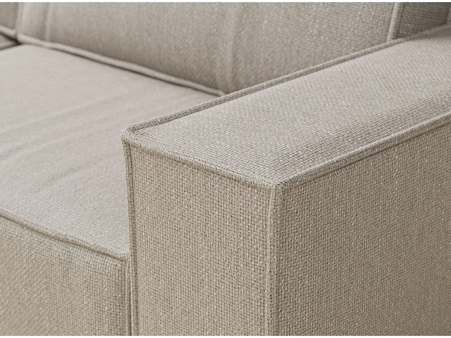 Ecksofa mit Schlaffunktion Zaya aus Webstoff - Drei-Personen - beige