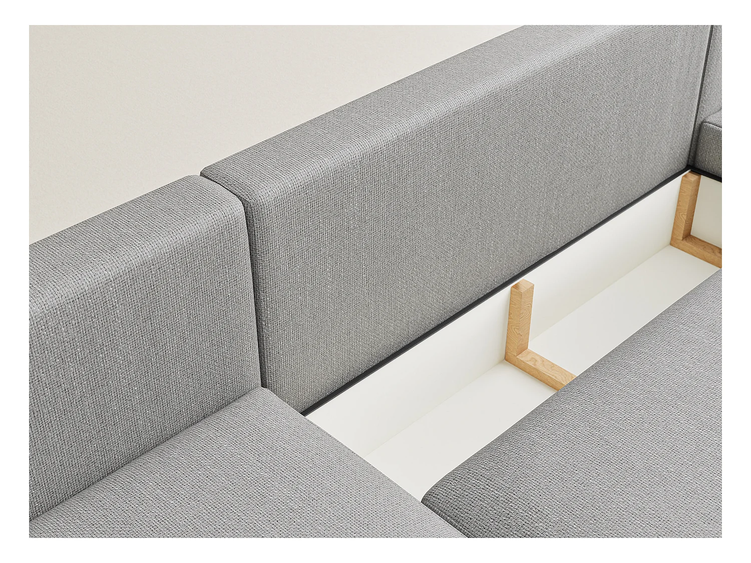 Panoramasofa mit Schlaffunktion Numba aus Webstoff - Sechs-Personen - hellgrau