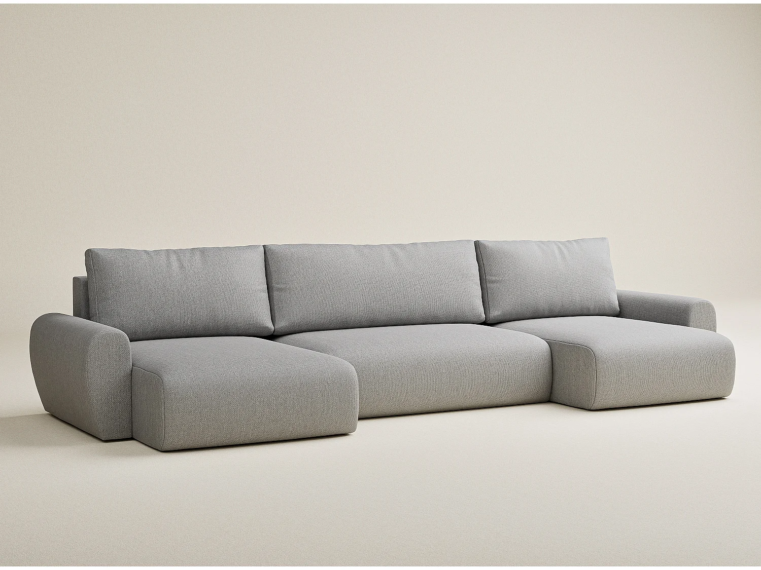 Panoramasofa mit Schlaffunktion Numba aus Webstoff - Sechs-Personen - hellgrau