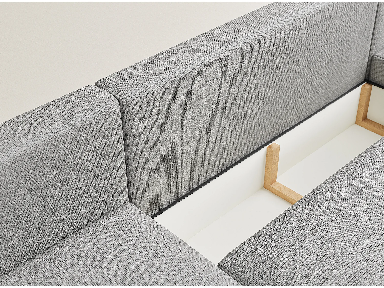 Panoramasofa mit Schlaffunktion Numba aus Webstoff - Sechs-Personen - hellgrau