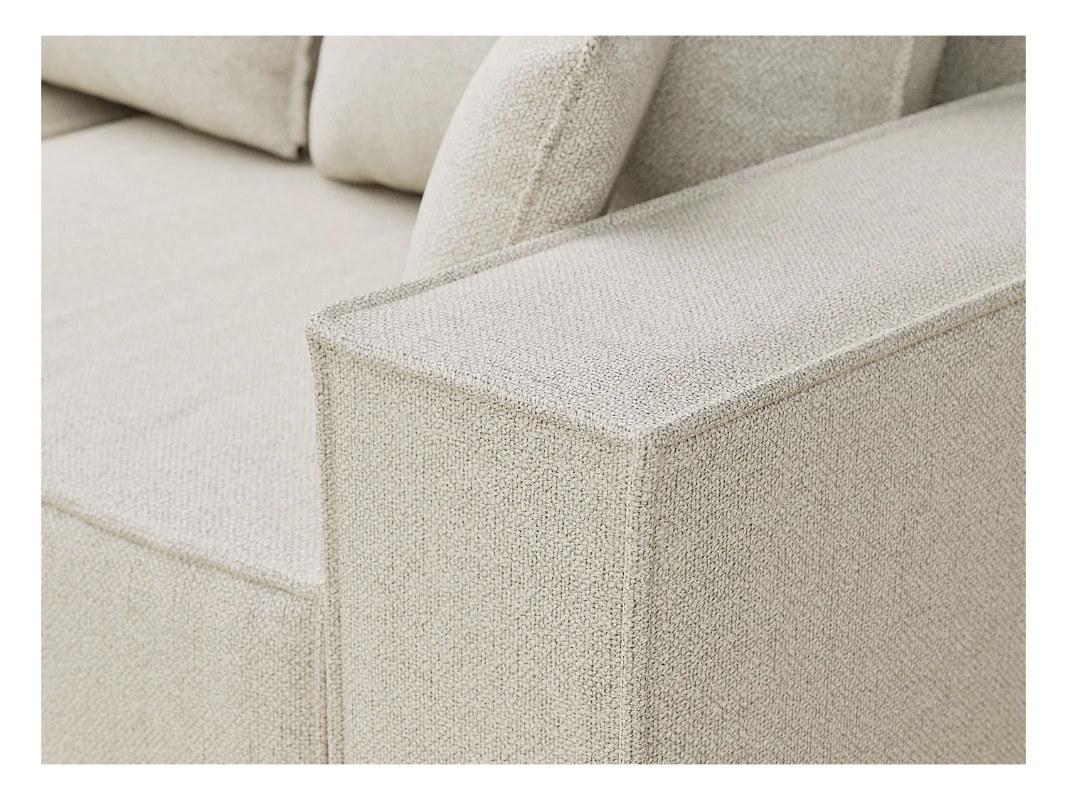 Canapé d'angle convertible Moyo im tissu tresse - 3 places - creme