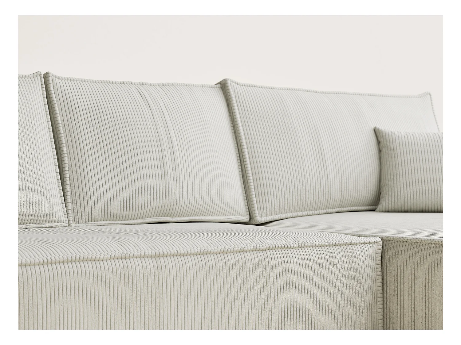 Canapé d'angle convertible Maze im tissu tresse - 5 places - creme