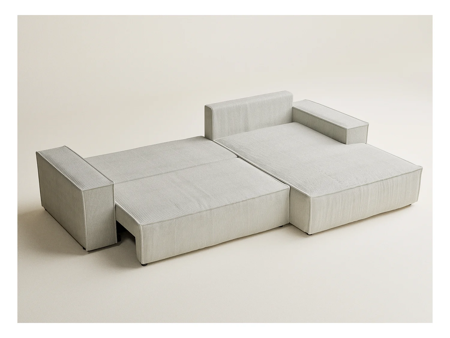 Canapé d'angle convertible Maze im tissu tresse - 5 places - creme