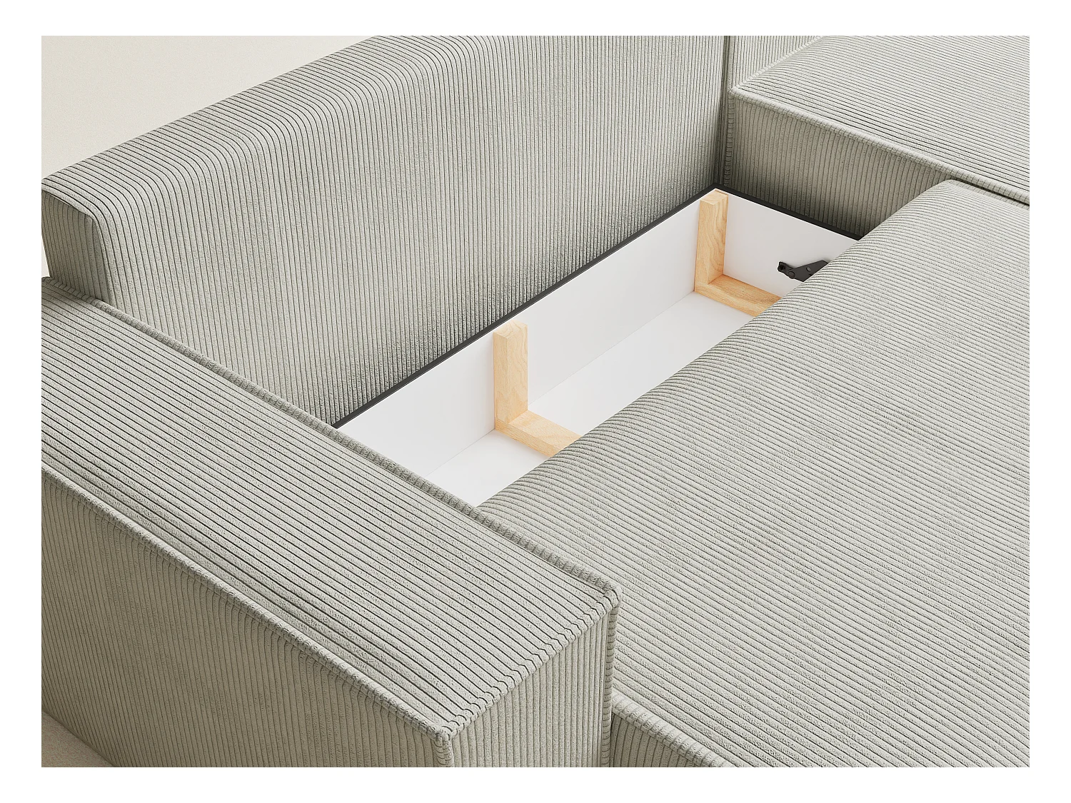 Canapé d'angle convertible Maze im tissu tresse - 5 places - creme