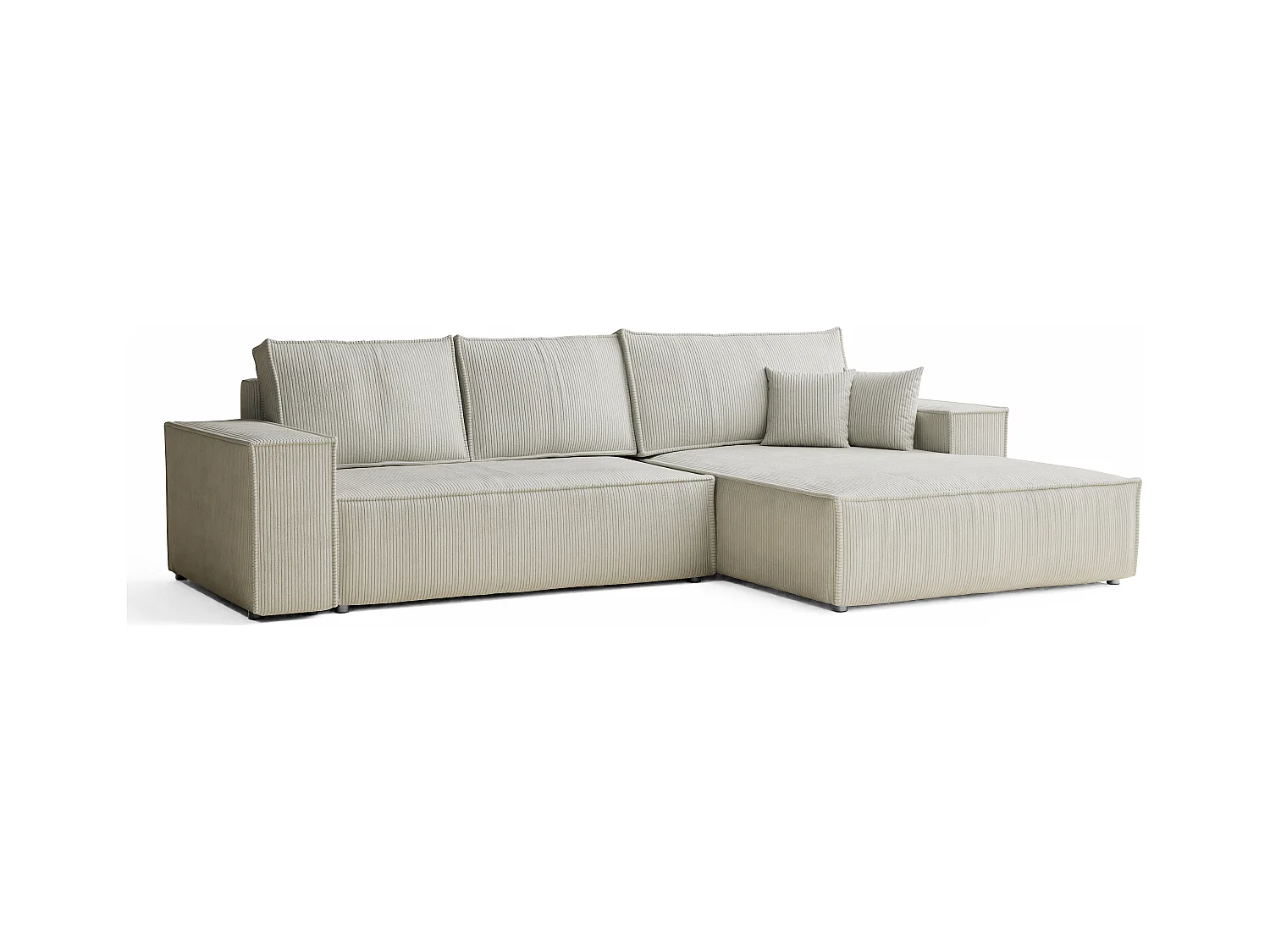 Canapé d'angle convertible Maze im tissu tresse - 5 places - creme