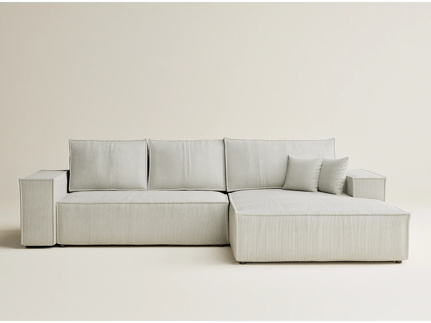 Canapé d'angle convertible Maze im tissu tresse - 5 places - creme