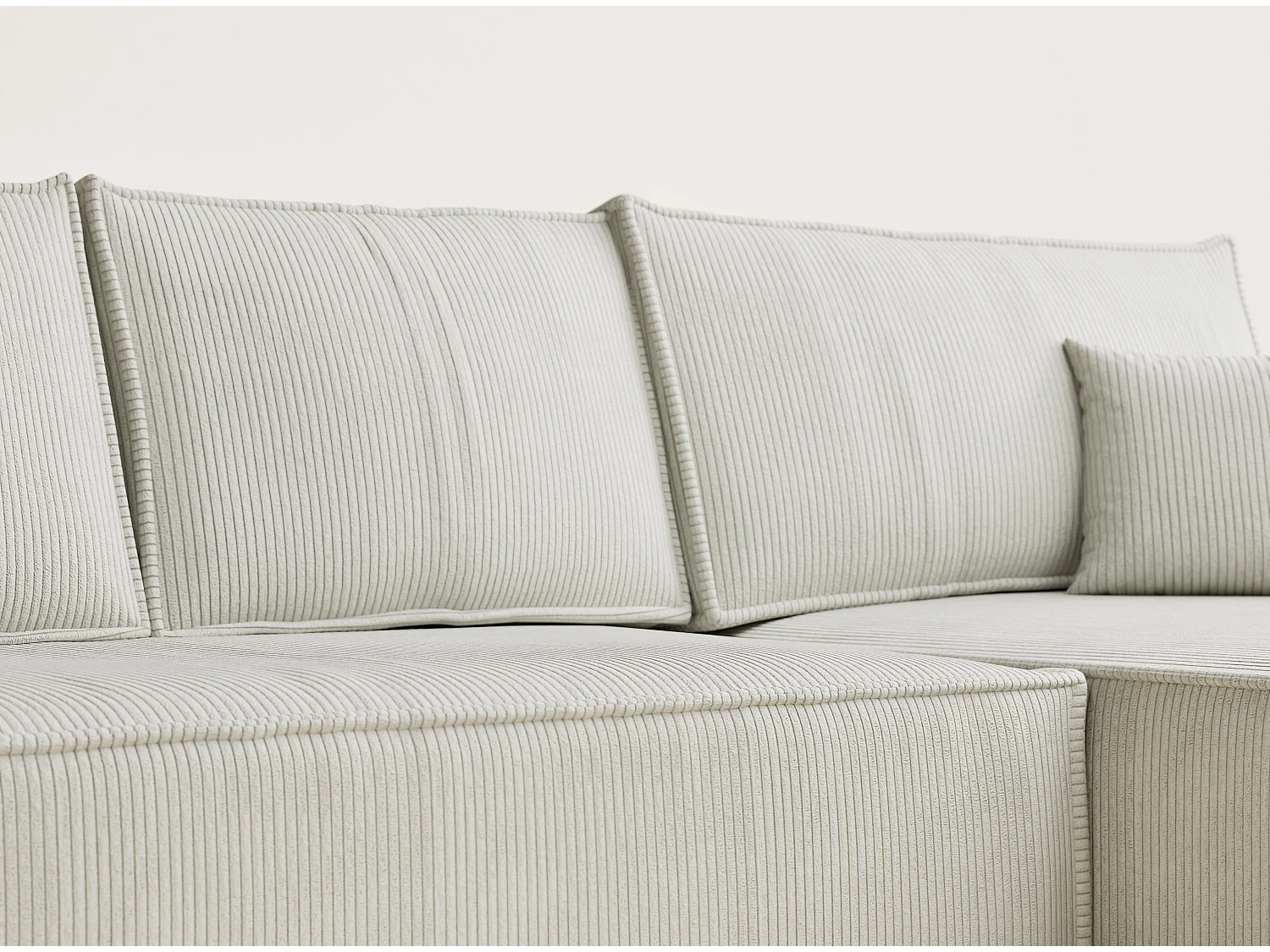 Canapé d'angle convertible Maze im tissu tresse - 5 places - creme