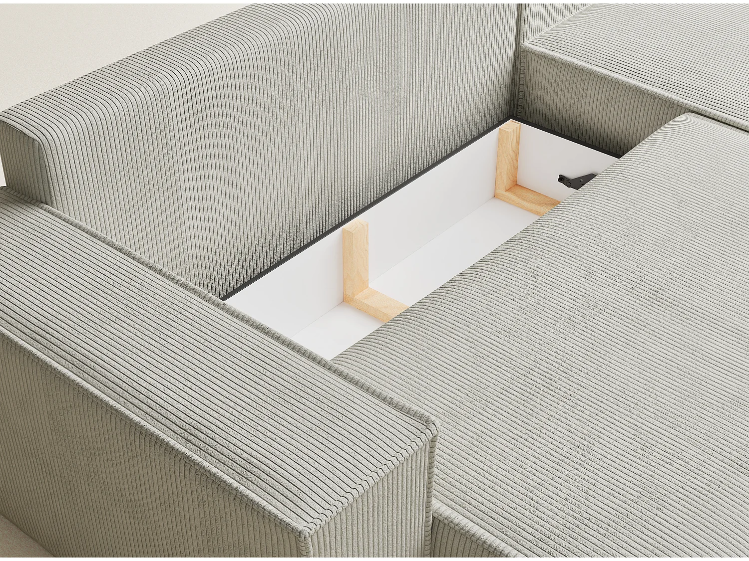 Canapé d'angle convertible Maze im tissu tresse - 5 places - creme