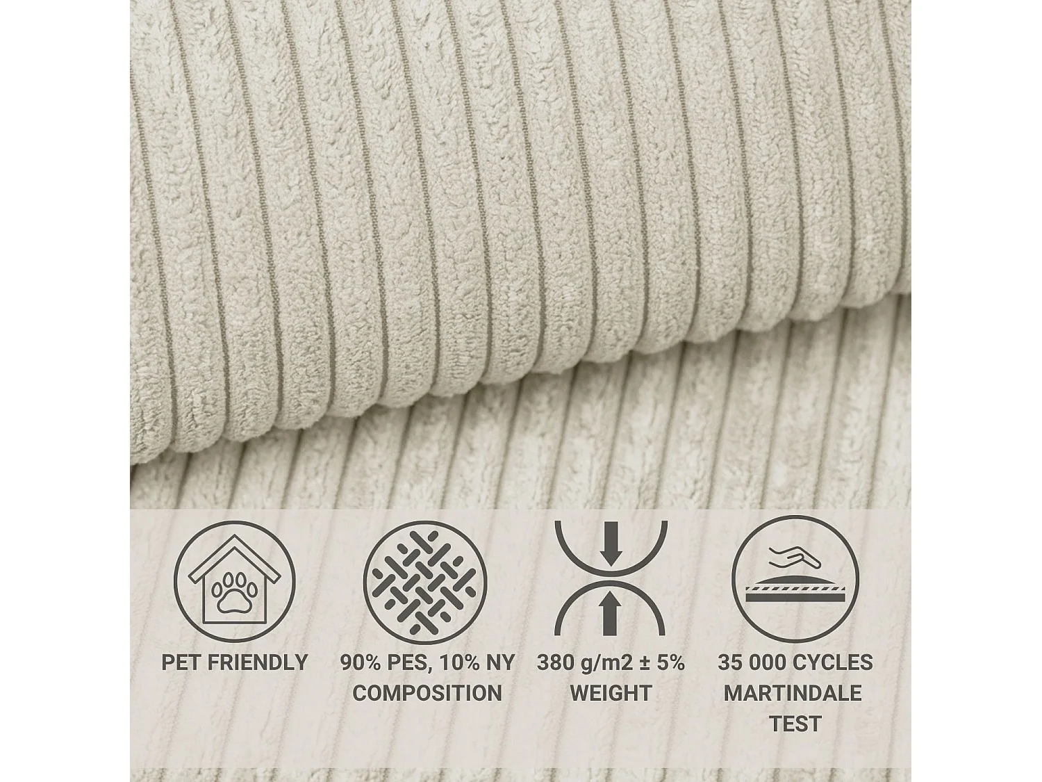 Canapé d'angle convertible Maze im tissu tresse - 5 places - creme