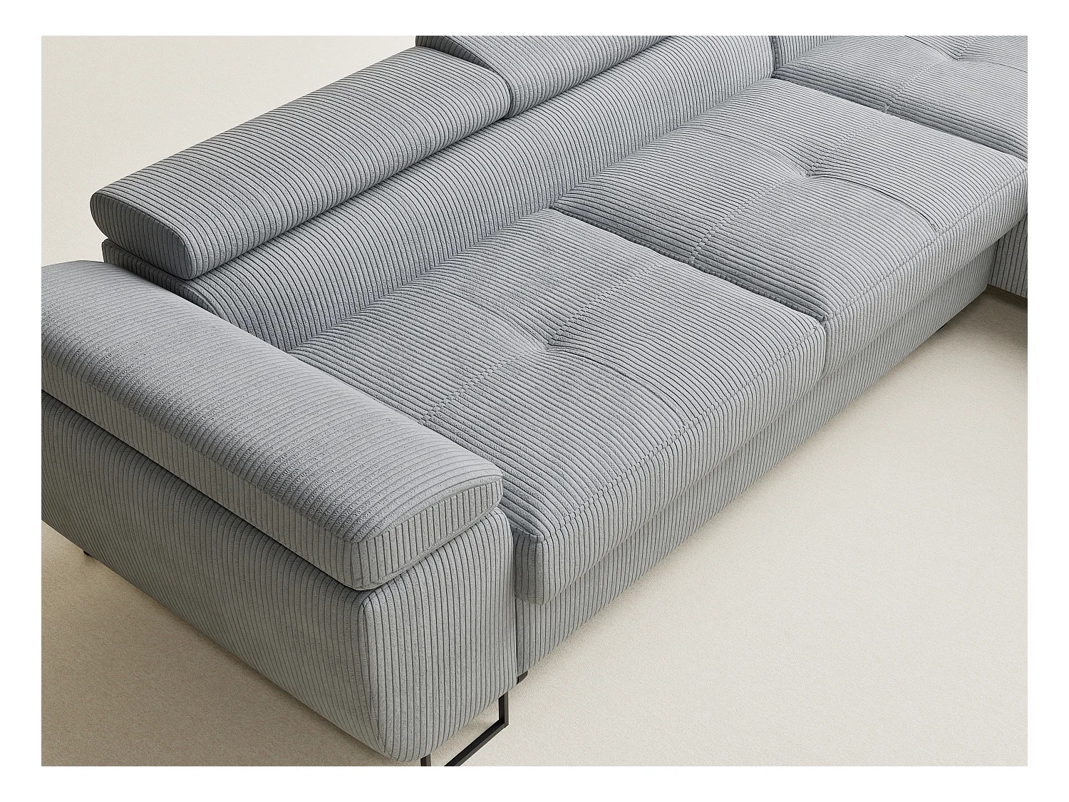 Canapé d'angle convertible Concord im tissu de velours - 5 places - gris clair