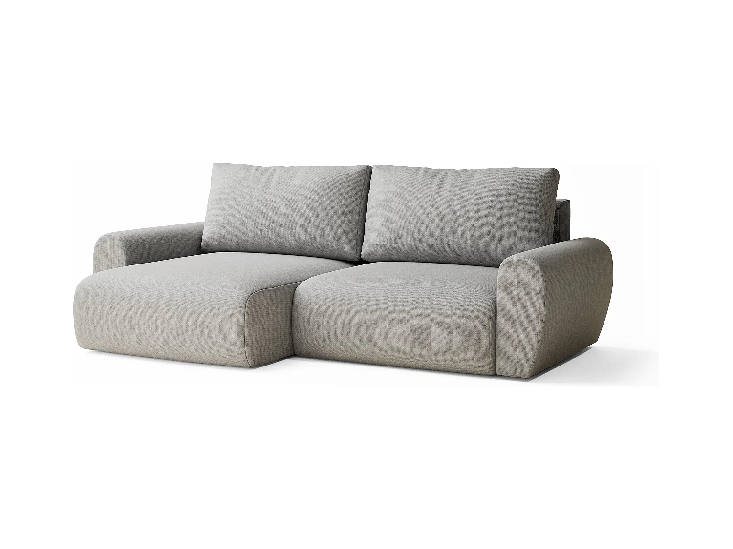 Canapé d'angle convertible Numba im tissu tresse - 3 places - gris clair