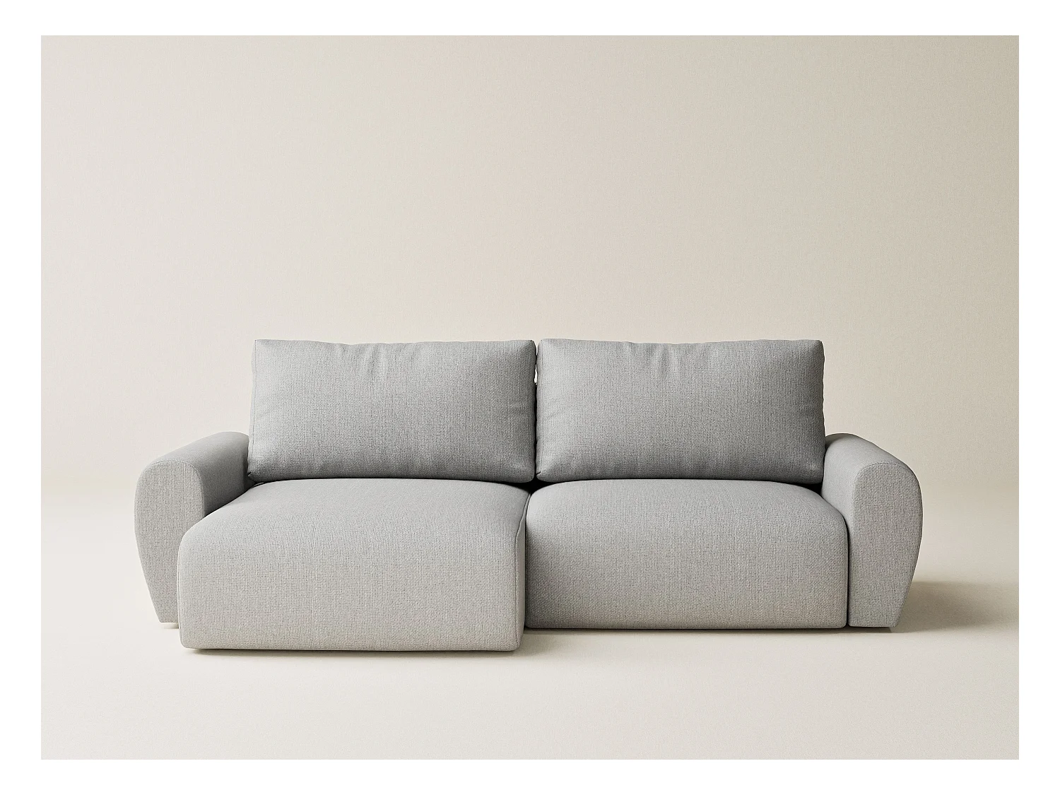 Canapé d'angle convertible Numba im tissu tresse - 3 places - gris clair