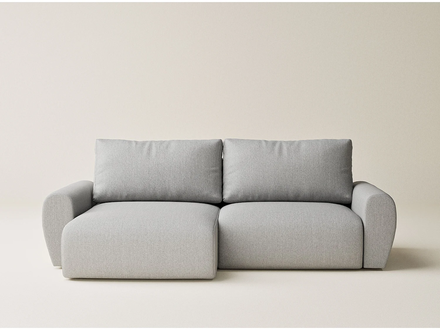 Ecksofa mit Schlaffunktion Numba aus Webstoff - Drei-Personen - hellgrau