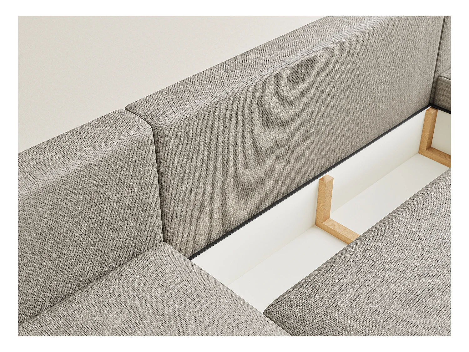 Panoramasofa mit Schlaffunktion Numba aus Webstoff - Sechs-Personen - beige