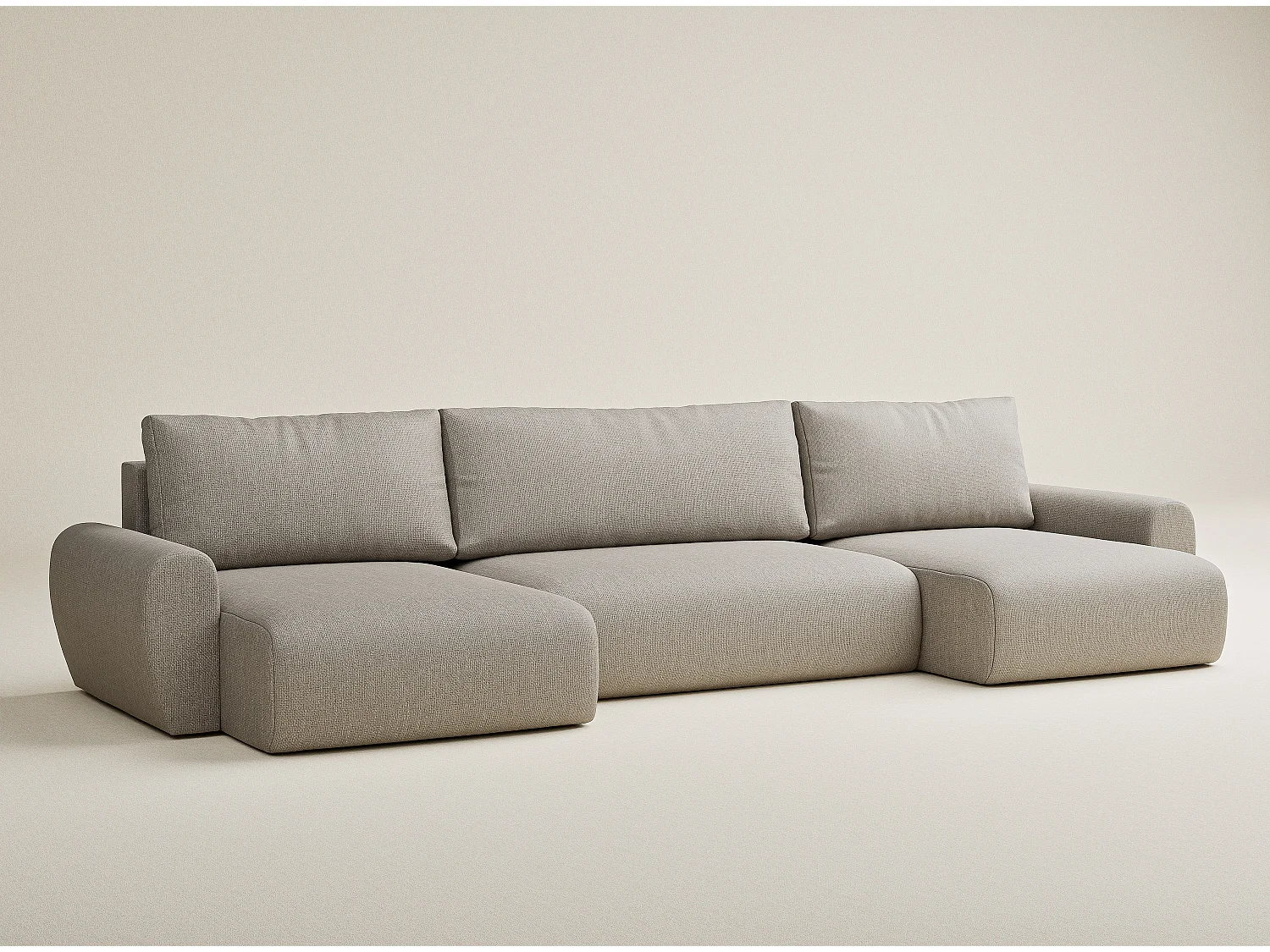 Canapé panoramique convertible Numba im tissu tresse - 6 places - beige