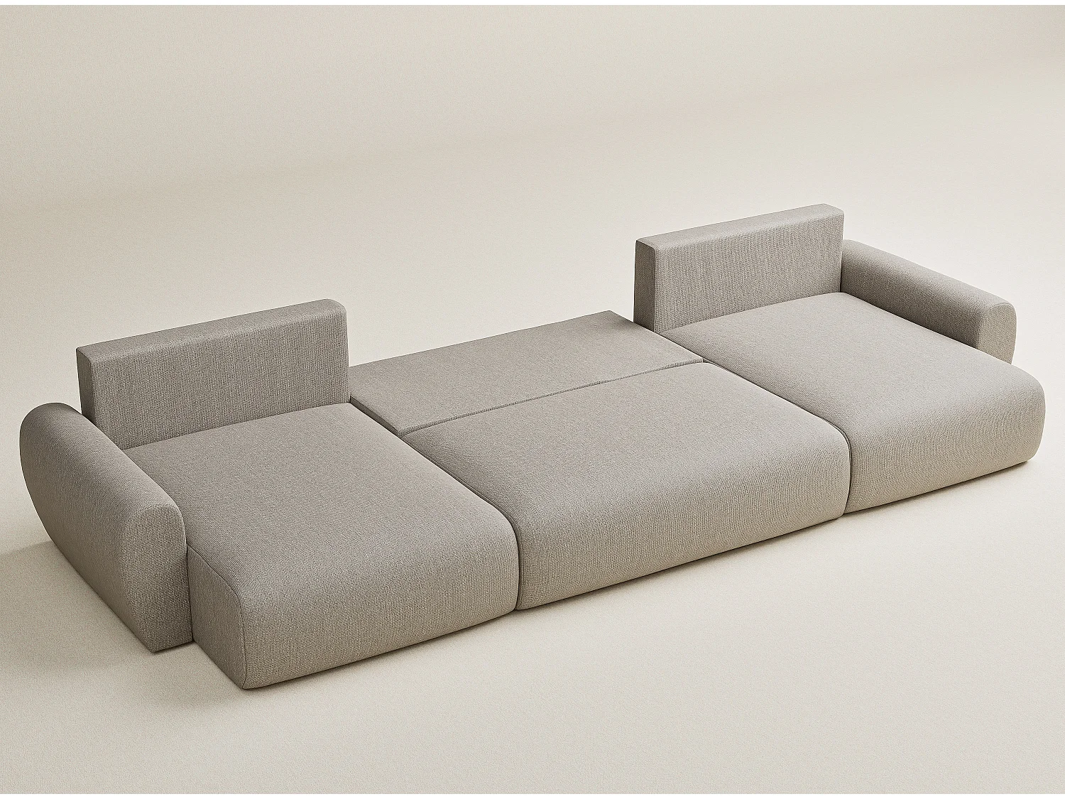 Canapé panoramique convertible Numba im tissu tresse - 6 places - beige