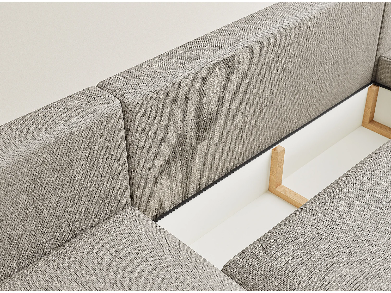 Canapé panoramique convertible Numba im tissu tresse - 6 places - beige