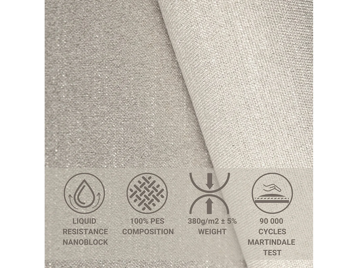 Canapé panoramique convertible Numba im tissu tresse - 6 places - beige