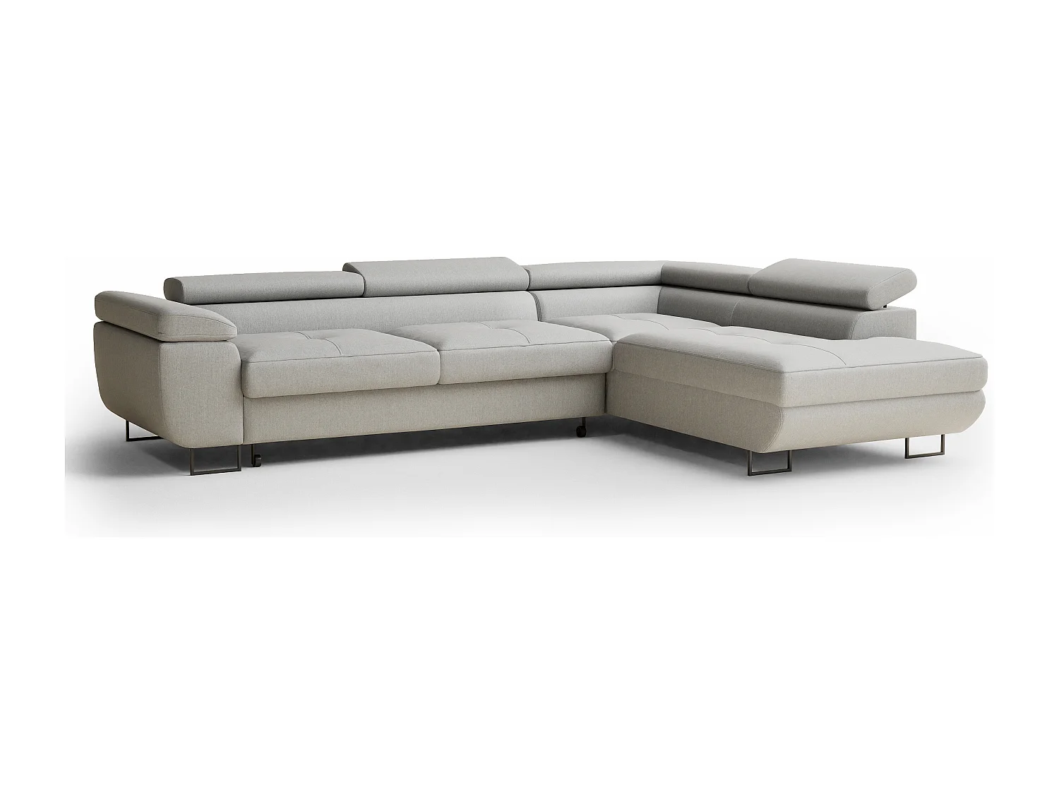 Canapé d'angle convertible Concord im tissu tresse - 5 places - gris clair